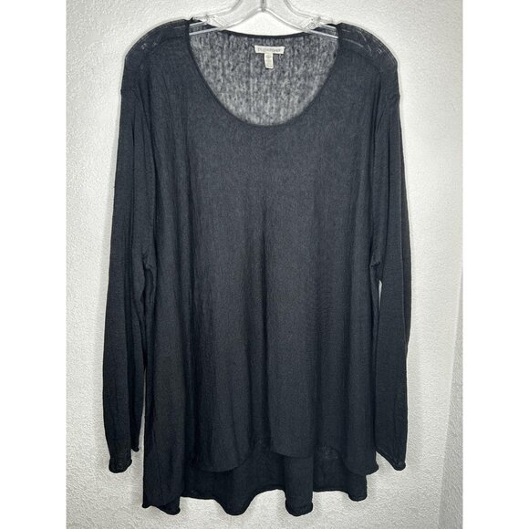 Eileen Fisher Sweater Womens XL Charcoal Gray Organic Linen Long Sleeve Tunic - Picture 1 of 11